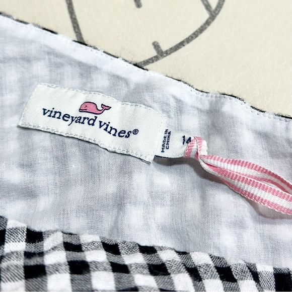 Vineyard Vines Jet Black Gingham Seersucker One Shoulder Dress - Picture 3 of 5